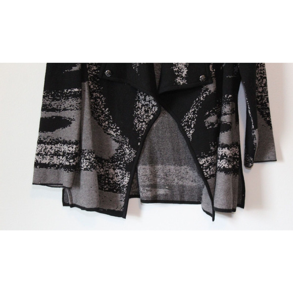 NWT Ming Wang Relaxed Fit Cozy Knit Cardigan Black Gray Petite Small PS H13896 - Picture 4 of 10